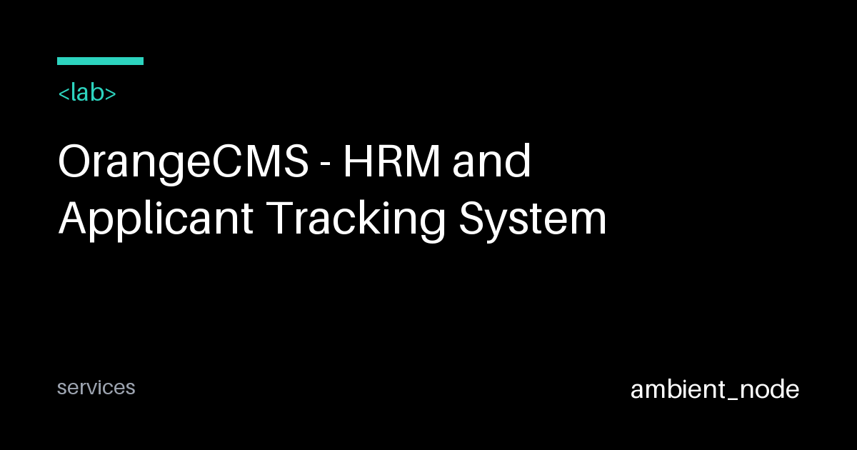 OrangeHRM Deployment Guide | HRM & ATS — ambient_node